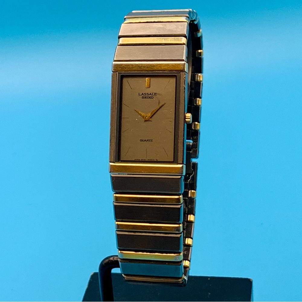 LASSALE By SEIKO 2F50-5039 Men’s Vintage Slim Tank Wristwatch Works New Battery